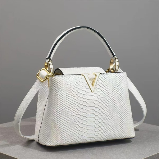 Luxe Python-Embossed Top Handle Crossbody Bag